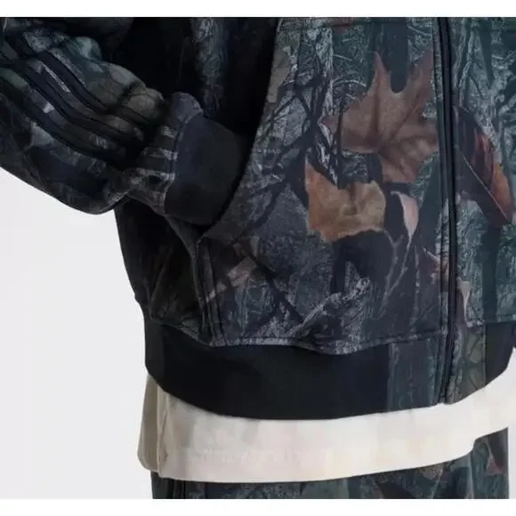 $80 Adidas JY2775 Camoflage FZ Track Top 3 Stripe Full Zip Hoodie Jacket Men's M